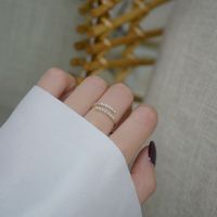 Elegant Streetwear Geometric Copper Plating Inlay Artificial Pearls Zircon Open Rings main image 4