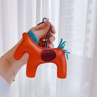 Cute Horse Pu Leather Unisex Bag Pendant Keychain sku image 7
