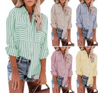 Women's Blouse Long Sleeve Blouses Casual Stripe main image 1