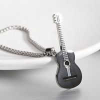 European And American Ins Internet Celebrity Style Personalized Hip-hop Fashion Stainless Steel Guitar Pendant Street Rap Trendy Men's Titanium Steel Necklace main image 2