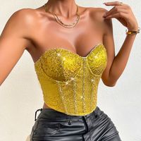 Women's Bandeau Tank Tops Sequins Sexy Solid Color main image 4