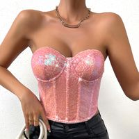Women's Bandeau Tank Tops Sequins Sexy Solid Color main image 6