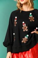 Women's Hoodies Long Sleeve Sequins Christmas Gingerbread main image 6
