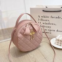 Round Bag Handbag Women's  Diamond Pattern Bag Embroidered Small Bag sku image 4