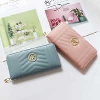 Unisex Solid Color Pu Leather Zipper Wallets main image 6