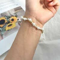 Simple Style Solid Color Stainless Steel Artificial Pearl Chain Bracelets main image 5