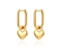 1 Pair Vintage Style Heart Shape Plating Titanium Steel Hoop Earrings main image 5