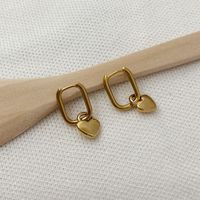 1 Pair Vintage Style Heart Shape Plating Titanium Steel Hoop Earrings sku image 4