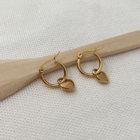 1 Pair Vintage Style Heart Shape Plating Titanium Steel Hoop Earrings sku image 2