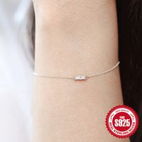 Simple Style Square Solid Color Sterling Silver Plating Inlay Zircon Bracelets main image 3