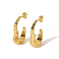 1 Pair Vintage Style Geometric Solid Color Plating Titanium Steel 18k Gold Plated Hoop Earrings sku image 1