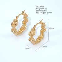 1 Pair Vintage Style Geometric Solid Color Plating Titanium Steel 18k Gold Plated Hoop Earrings sku image 3