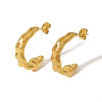 1 Pair Vintage Style Geometric Solid Color Plating Titanium Steel 18k Gold Plated Hoop Earrings main image 3