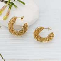 1 Par Estilo Vintage Forma De U Geométrico Color Sólido Enchapado Acero Inoxidable Chapados en oro de 18k Pendientes De Aro sku image 10