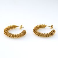 1 Pair Vintage Style U Shape Geometric Solid Color Plating Stainless Steel 18K Gold Plated Hoop Earrings sku image 12