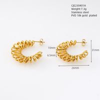 1 Pair Vintage Style U Shape Geometric Solid Color Plating Stainless Steel 18K Gold Plated Hoop Earrings sku image 4
