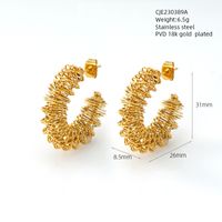 1 Paire Style Vintage Forme En U Géométrique Couleur Unie Placage Acier Inoxydable Plaqué Or 18K Boucles D'oreilles Cerceau sku image 9