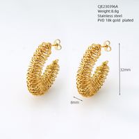 1 Pair Vintage Style U Shape Geometric Solid Color Plating Stainless Steel 18K Gold Plated Hoop Earrings sku image 15