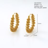 1 Pair Vintage Style U Shape Geometric Solid Color Plating Stainless Steel 18K Gold Plated Hoop Earrings sku image 11