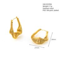 1 Pair Vintage Style U Shape Geometric Solid Color Plating Stainless Steel 18K Gold Plated Hoop Earrings sku image 17
