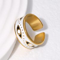 304 Stainless Steel 18K Gold Plated Simple Style Plating Inlay Devil's Eye Artificial Gemstones Open Rings main image 1