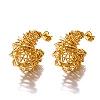 1 Pair IG Style C Shape Lines Plating 304 Stainless Steel 18K Gold Plated Ear Studs main image 5