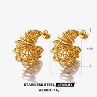 1 Pair IG Style C Shape Lines Plating 304 Stainless Steel 18K Gold Plated Ear Studs sku image 2