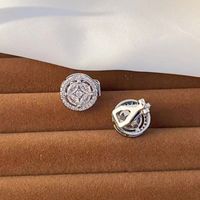 1 Pair Hip-hop Retro Round Plating Inlay Copper Zircon White Gold Plated Ear Cuffs sku image 1