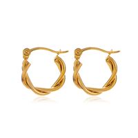 1 Pair Simple Style C Shape Twist Plating 304 Stainless Steel 18K Gold Plated Hoop Earrings main image 5