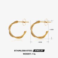 1 Pair Simple Style C Shape Twist Plating 304 Stainless Steel 18K Gold Plated Hoop Earrings sku image 3