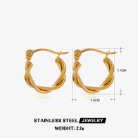 1 Pair Simple Style C Shape Twist Plating 304 Stainless Steel 18K Gold Plated Hoop Earrings sku image 4