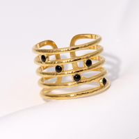 304 Stainless Steel 18K Gold Plated Simple Style Inlay Solid Color Ab Glue Rings main image 1