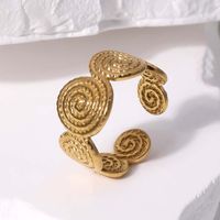 304 Stainless Steel 18K Gold Plated Vintage Style Plating Geometric Solid Color Open Rings main image 1
