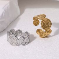 304 Stainless Steel 18K Gold Plated Vintage Style Plating Geometric Solid Color Open Rings main image 2