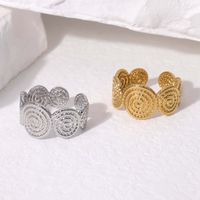 304 Stainless Steel 18K Gold Plated Vintage Style Plating Geometric Solid Color Open Rings main image 3