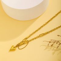 Titanium Steel 18K Gold Plated Roman Style Plating Heart Shape Lock Pendant Necklace main image 6