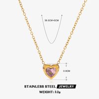 Edelstahl 304 18 Karat Vergoldet Einfacher Stil Überzug Herzform Strasssteine Halskette Mit Anhänger sku image 1
