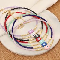 Wholesale Bohemian Eye Stainless Steel Artificial Crystal Copper Beaded Plating 18K Gold Plated Necklace main image 1
