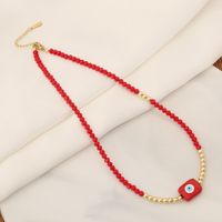 Wholesale Bohemian Eye Stainless Steel Artificial Crystal Copper Beaded Plating 18K Gold Plated Necklace sku image 4