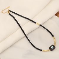 Wholesale Bohemian Eye Stainless Steel Artificial Crystal Copper Beaded Plating 18K Gold Plated Necklace sku image 6