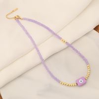 Wholesale Bohemian Eye Stainless Steel Artificial Crystal Copper Beaded Plating 18K Gold Plated Necklace main image 6