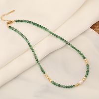 Wholesale Bohemian Color Block Stainless Steel Natural Stone Copper Beaded Handmade 18K Gold Plated Necklace sku image 1