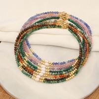 Wholesale Bohemian Color Block Stainless Steel Natural Stone Copper Beaded Handmade 18K Gold Plated Necklace main image 10