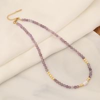 Wholesale Bohemian Color Block Stainless Steel Natural Stone Copper Beaded Handmade 18K Gold Plated Necklace sku image 7