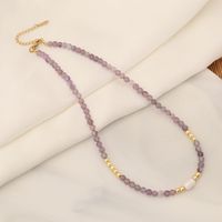 Wholesale Bohemian Color Block Stainless Steel Natural Stone Copper Beaded Handmade 18K Gold Plated Necklace main image 5