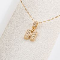 Stainless Steel 18K Gold Plated Hip-Hop Simple Style Plating Inlay Letter Zircon Pendant Necklace sku image 8