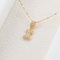 Stainless Steel 18K Gold Plated Hip-Hop Simple Style Plating Inlay Letter Zircon Pendant Necklace sku image 9