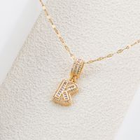 Stainless Steel 18K Gold Plated Hip-Hop Simple Style Plating Inlay Letter Zircon Pendant Necklace sku image 11
