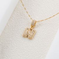 Stainless Steel 18K Gold Plated Hip-Hop Simple Style Plating Inlay Letter Zircon Pendant Necklace sku image 14