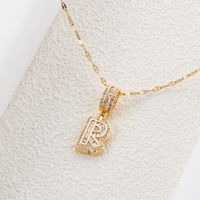 Stainless Steel 18K Gold Plated Hip-Hop Simple Style Plating Inlay Letter Zircon Pendant Necklace sku image 18
